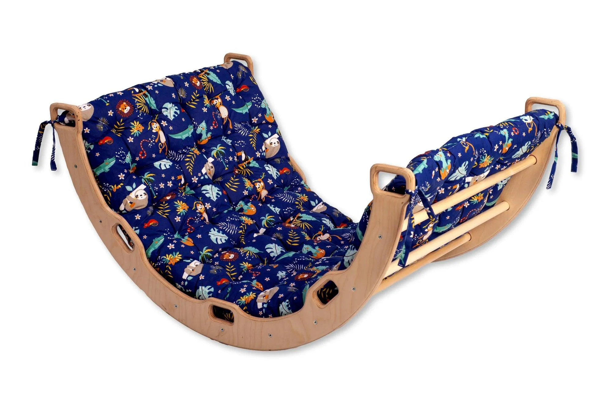 2 Size Montessori Baby Play Climber Set Wooden Climbing Arch Rocker & Ramp & Pillow