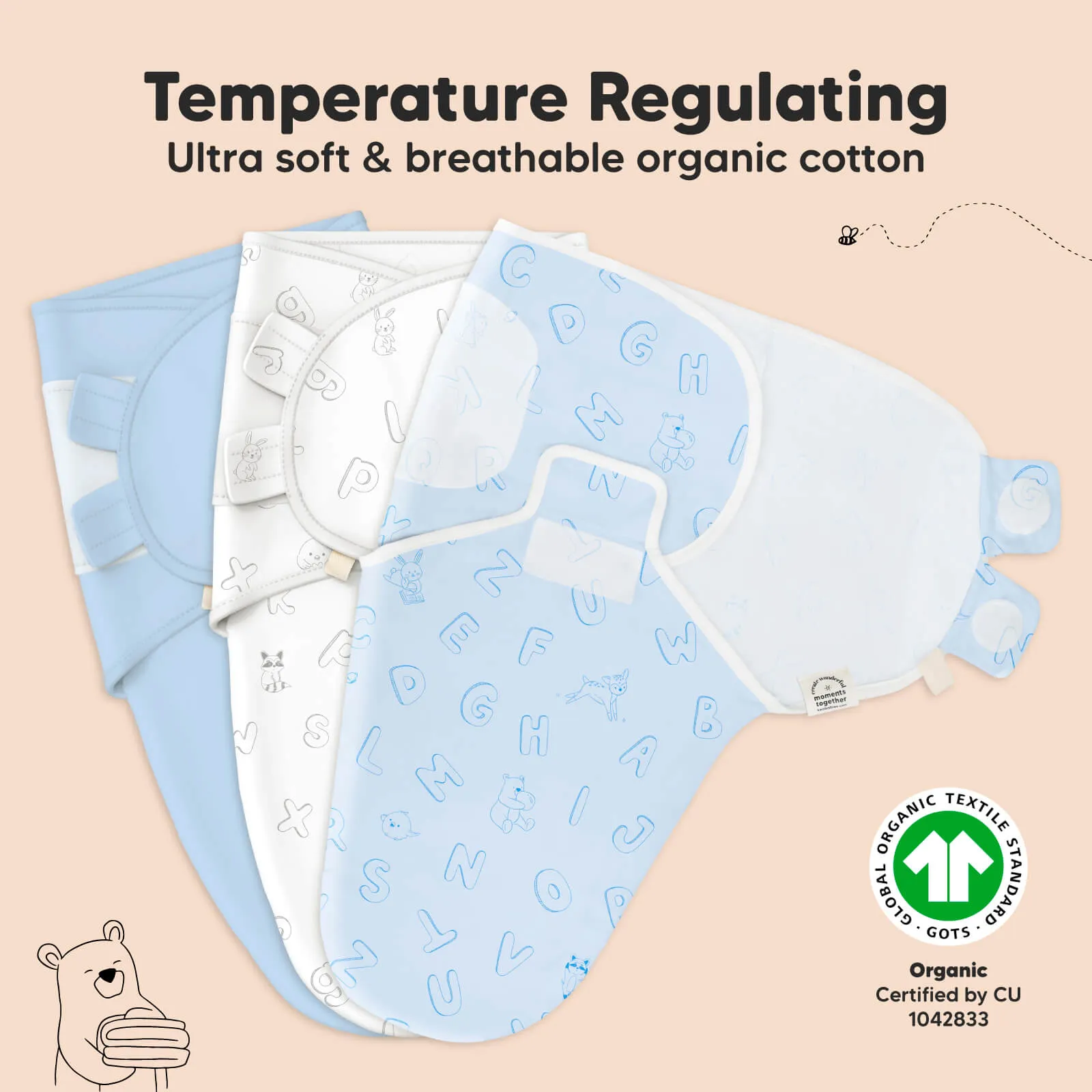 3-Pack Soothe Swaddle Wraps (ABC Land Cloud)