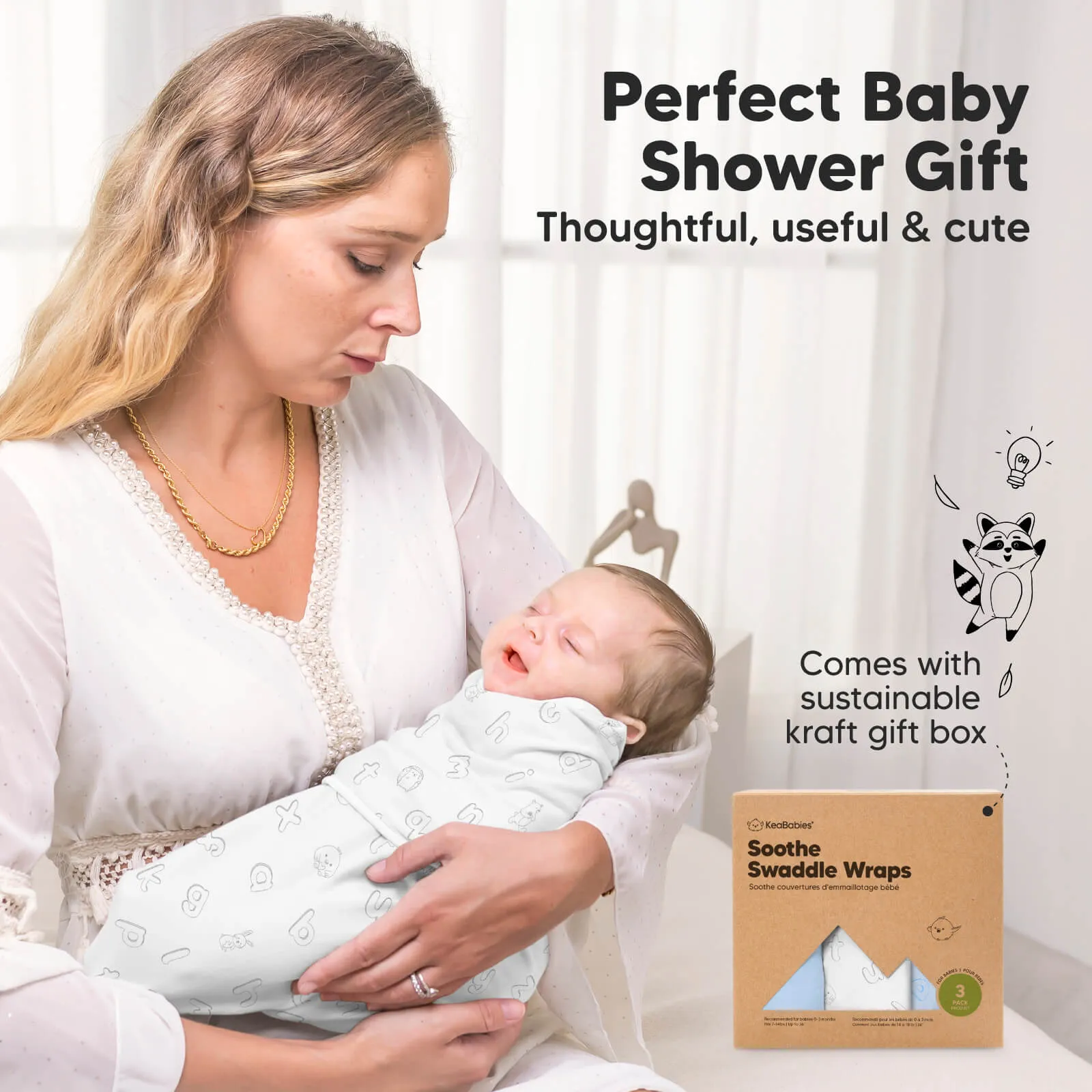 3-Pack Soothe Swaddle Wraps (ABC Land Cloud)