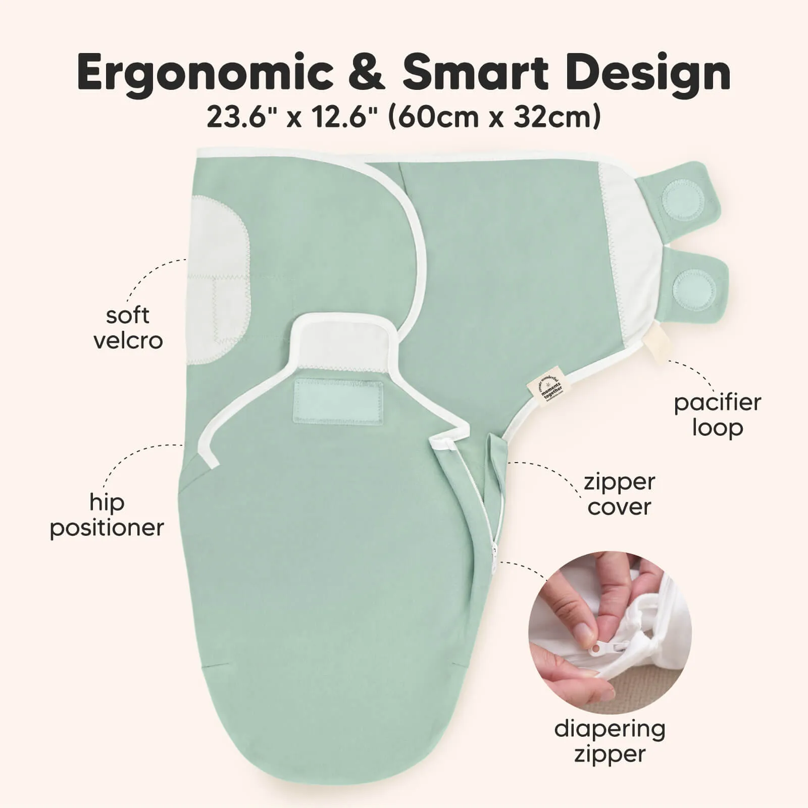 3-Pack Soothe Zippy Swaddle Wrap (Sage)