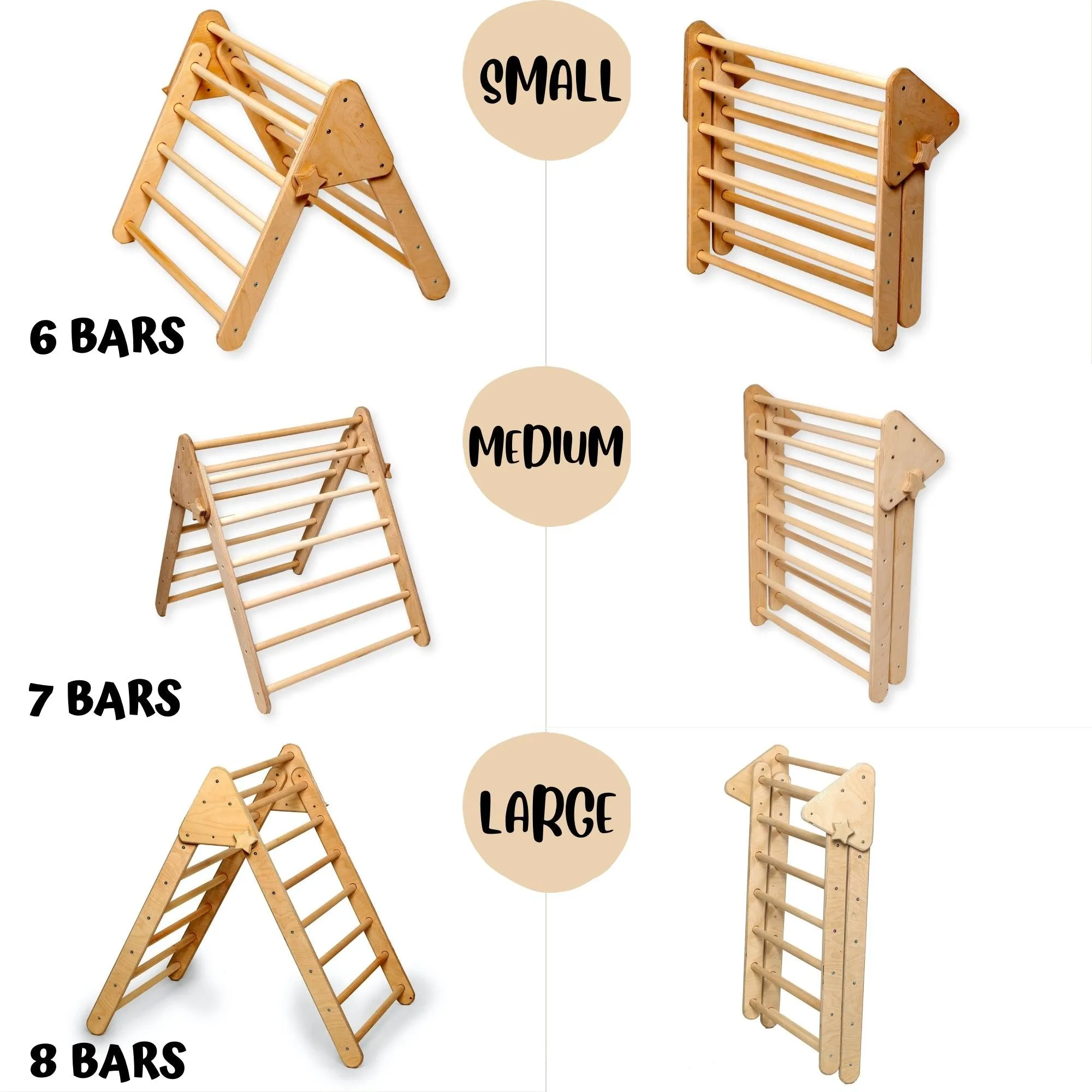 3 Size Montessori Triangle Climber Set | Indoor Playground for Kids