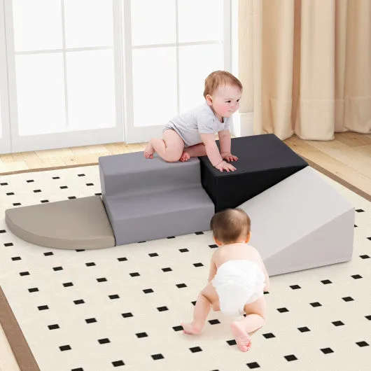 4-Piece Climb and Crawl Foam Block Play Set for Infant Baby-Black