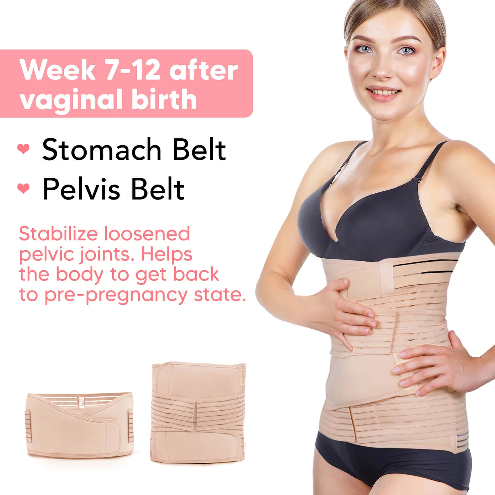 Active 2-in-1 Postpartum Recovery Support Belt (Classic Ivory, One Size)