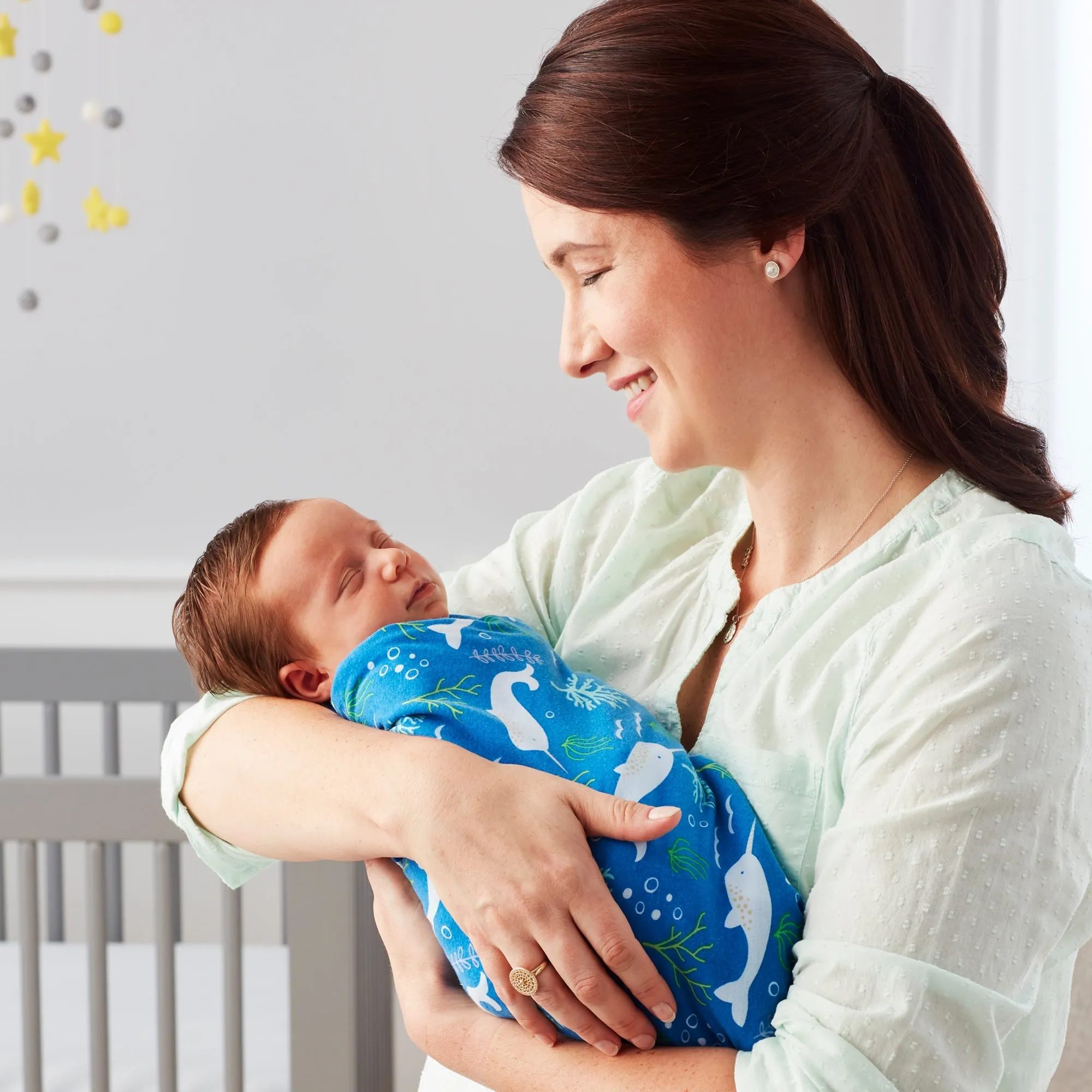 Active Swaddle Blanket 2 Pack - Narwhal and Gold Dots