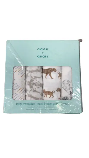 Aden   Anais Cotton Muslin Swaddle, 4 Pack, 47" x 47", Cotton Muslin, Hear Me Roar