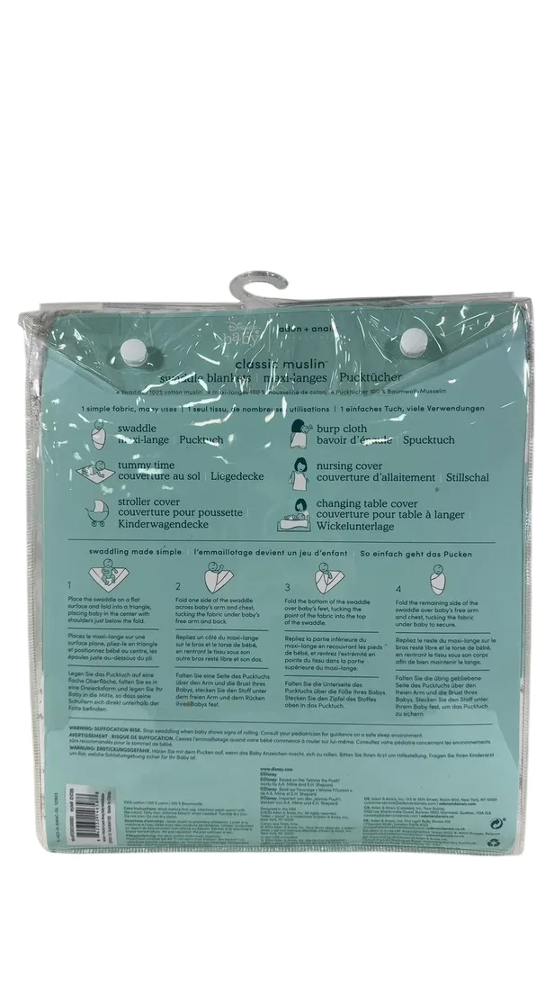 Aden   Anais Cotton Muslin Swaddle, 4 Pack, Cotton Muslin, 44" x 44", Winnie   Friends