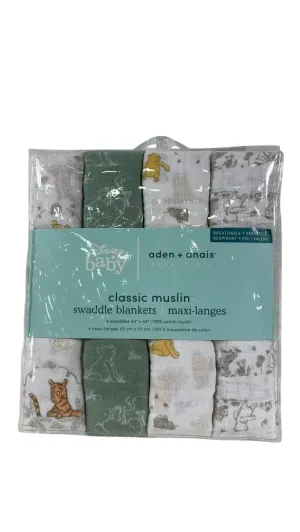 Aden   Anais Cotton Muslin Swaddle, 4 Pack, Cotton Muslin, 44" x 44", Winnie   Friends