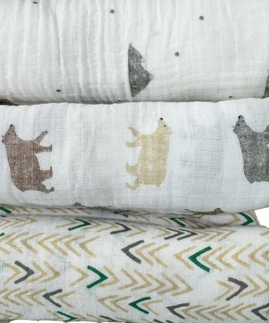 Aden   Anais Essentials Cotton Muslin Swaddle, 4pk, Bear Necessities