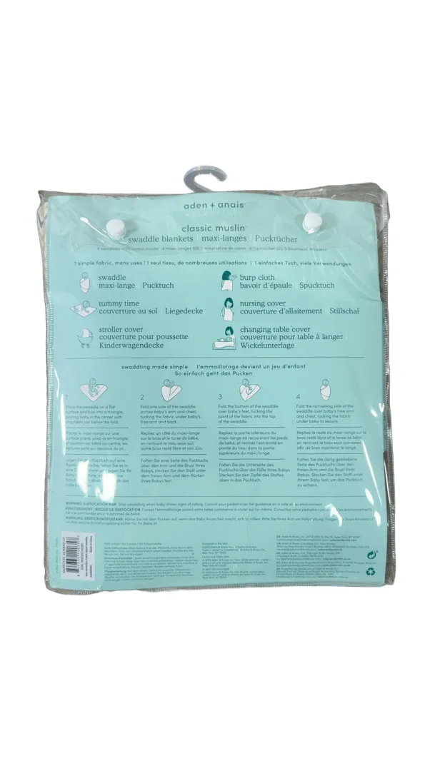 Aden   Anais Essentials Cotton Muslin Swaddle, 4pk, Bear Necessities