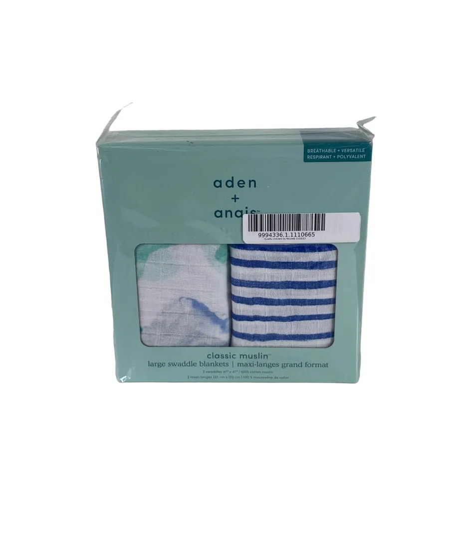 Aden   Anais Large Cotton Muslin Swaddle, 2 Pack, Seafaring