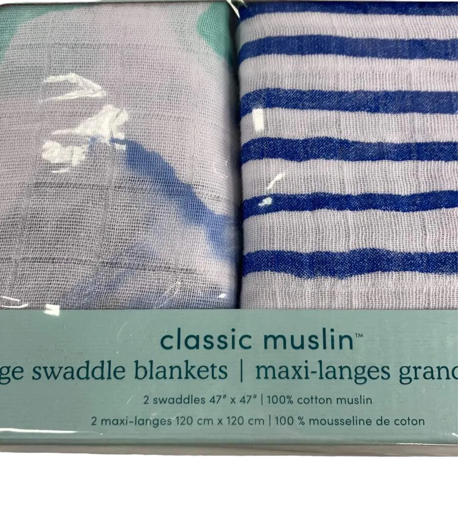 Aden   Anais Large Cotton Muslin Swaddle, 2 Pack, Seafaring