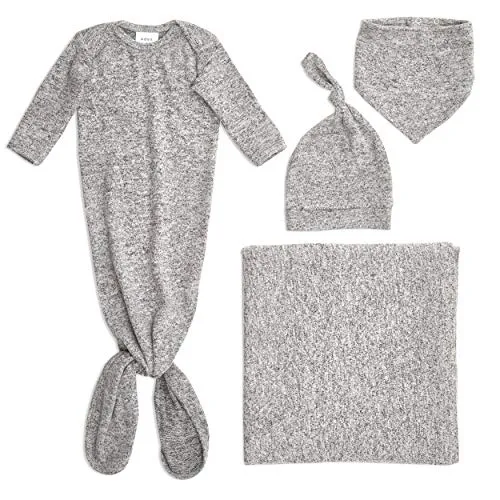 Aden   Anais Snuggle Knit Newborn Gift Set, Heather Grey, Small (0-3 months)