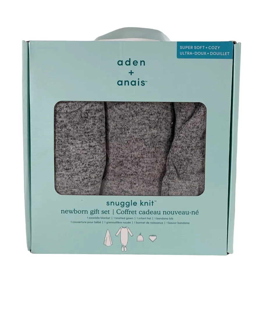 Aden   Anais Snuggle Knit Newborn Gift Set, Heather Grey, Small (0-3 months)