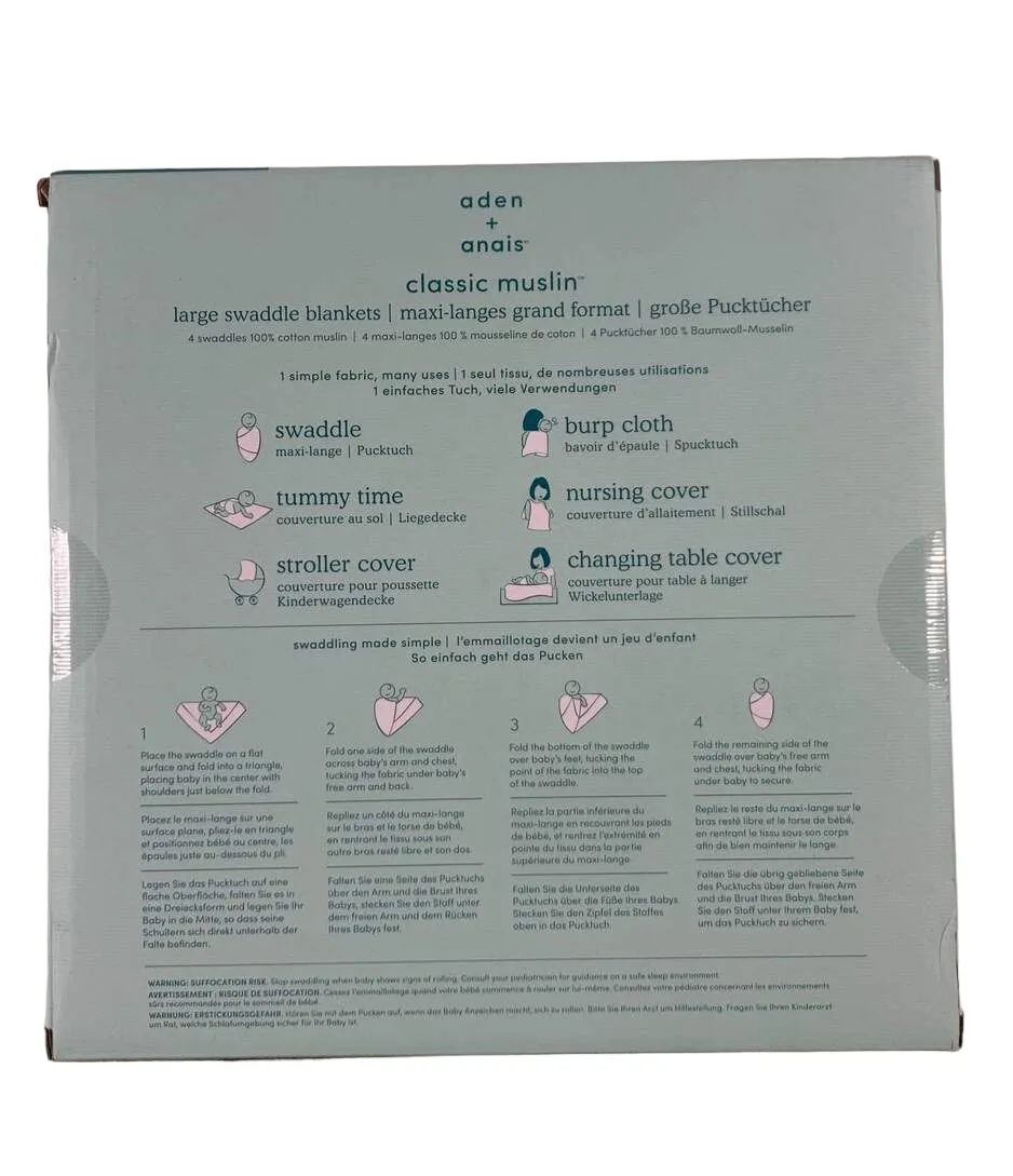 Aden   Anais Swaddle Classic Muslin 4 Pack Jungle Jam 47" x 47"