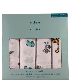 Aden   Anais Swaddle Classic Muslin 4 Pack Jungle Jam 47" x 47"
