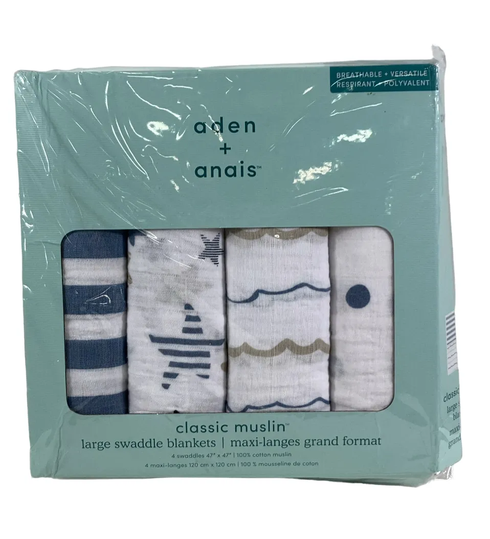 Aden   Anais Swaddle Classic Muslin 4 Pack Rock Star 47" x 47"