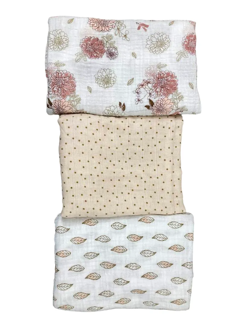 Aden   Anais Swaddle Cotton Muslin 3 Pack Dahlias 47" x 47"