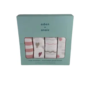 Aden   Anais Swaddle Cotton Muslin 4 Pack Heart Breaker 47" x 47"