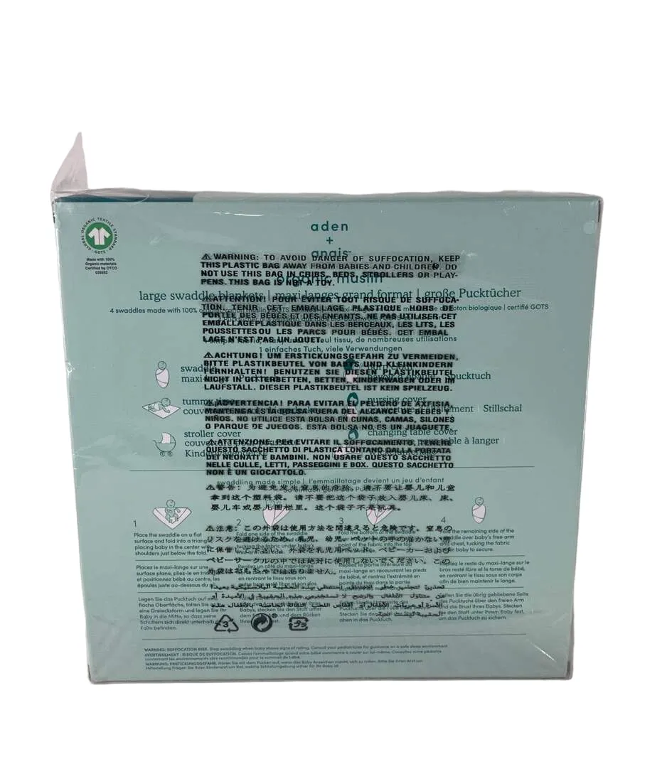 Aden   Anais Swaddle Organic Muslin 4 Pack Earthly 47" x 47"
