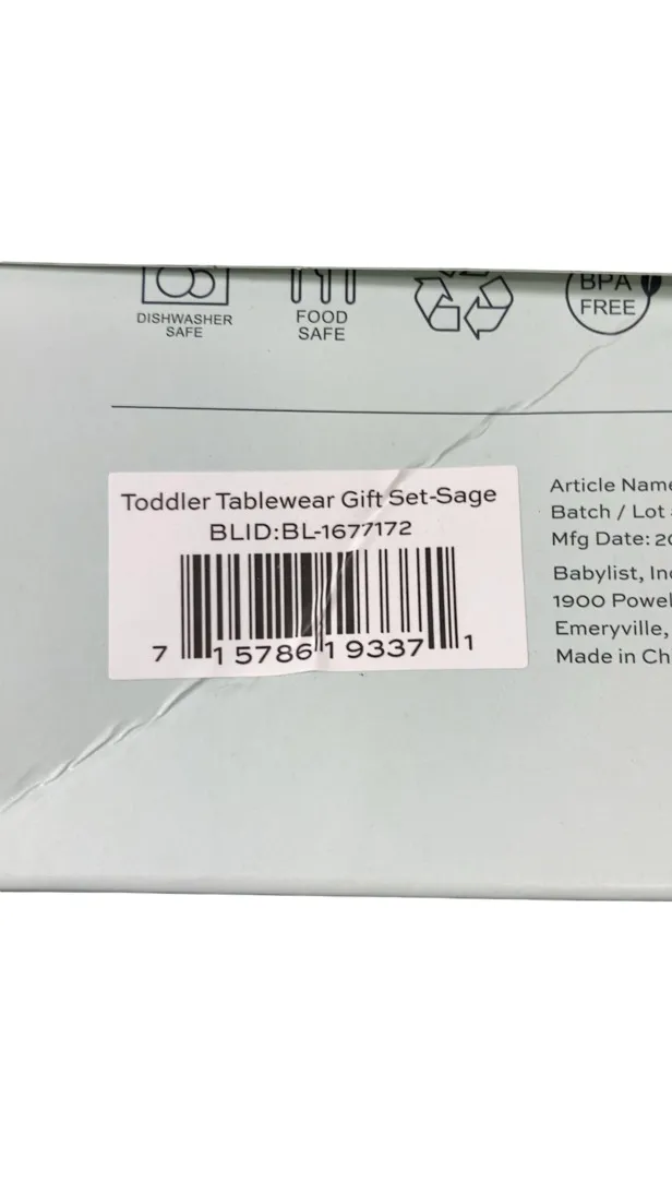 AEIOU Toddler Tableware Gift Set, Sage