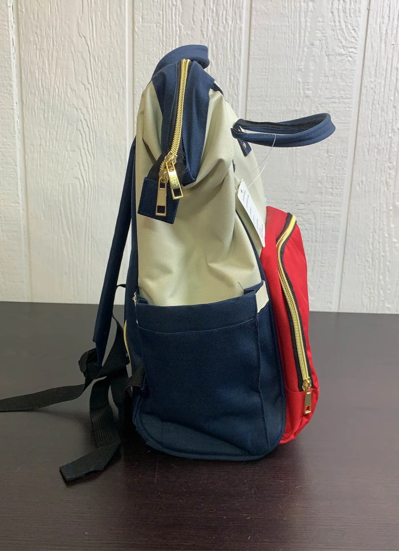 AFBP Sydney Breast Pump Backpack, Navy red and cream