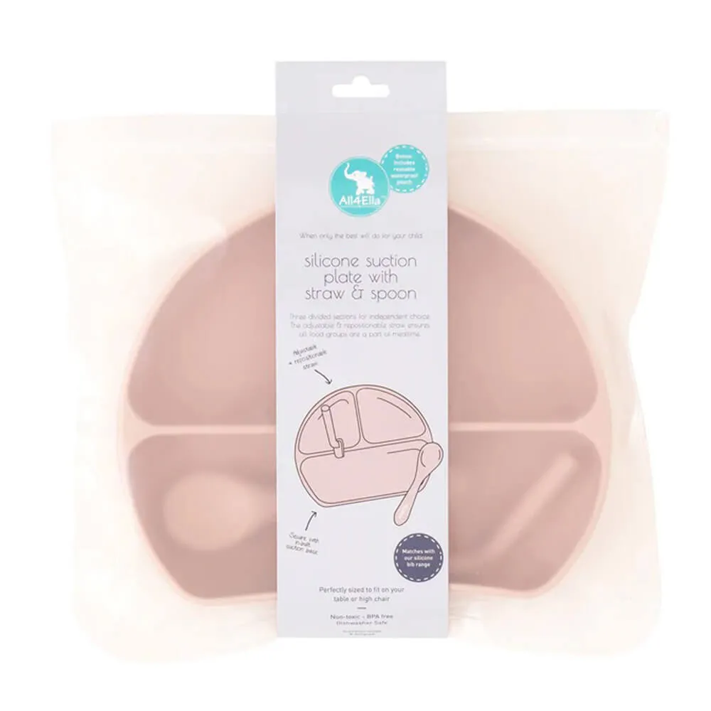 All4Ella Silicone Plate With Straw & Spoon
