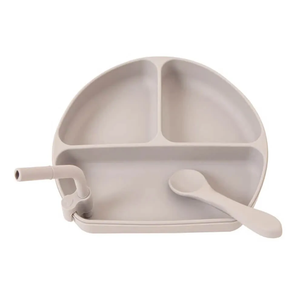 All4Ella Silicone Plate With Straw & Spoon
