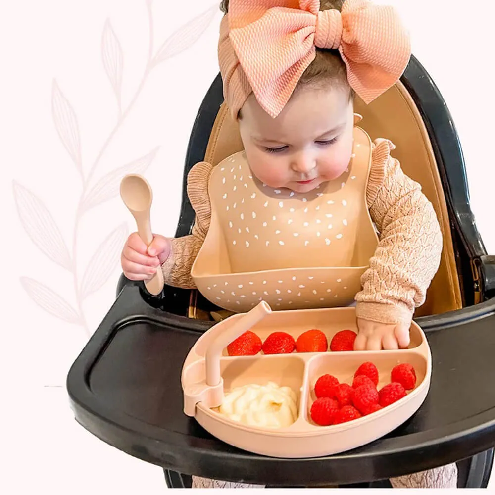 All4Ella Silicone Plate With Straw & Spoon