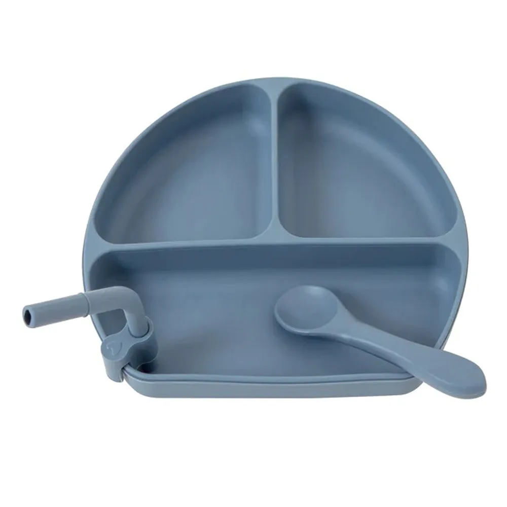 All4Ella Silicone Plate With Straw & Spoon