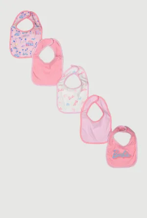 Baby Girls Barbie Graphic Bibs 5 Pack