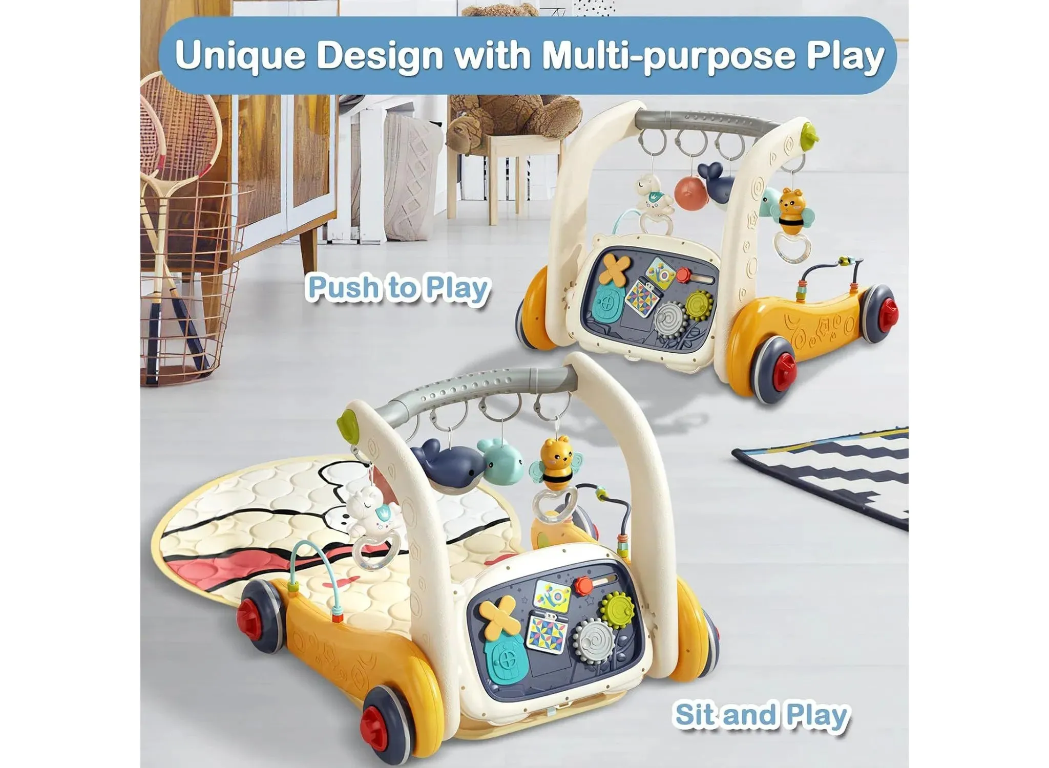 Baby Play Gym 3 in 1 Gym Play Mat & Baby Learning Walker