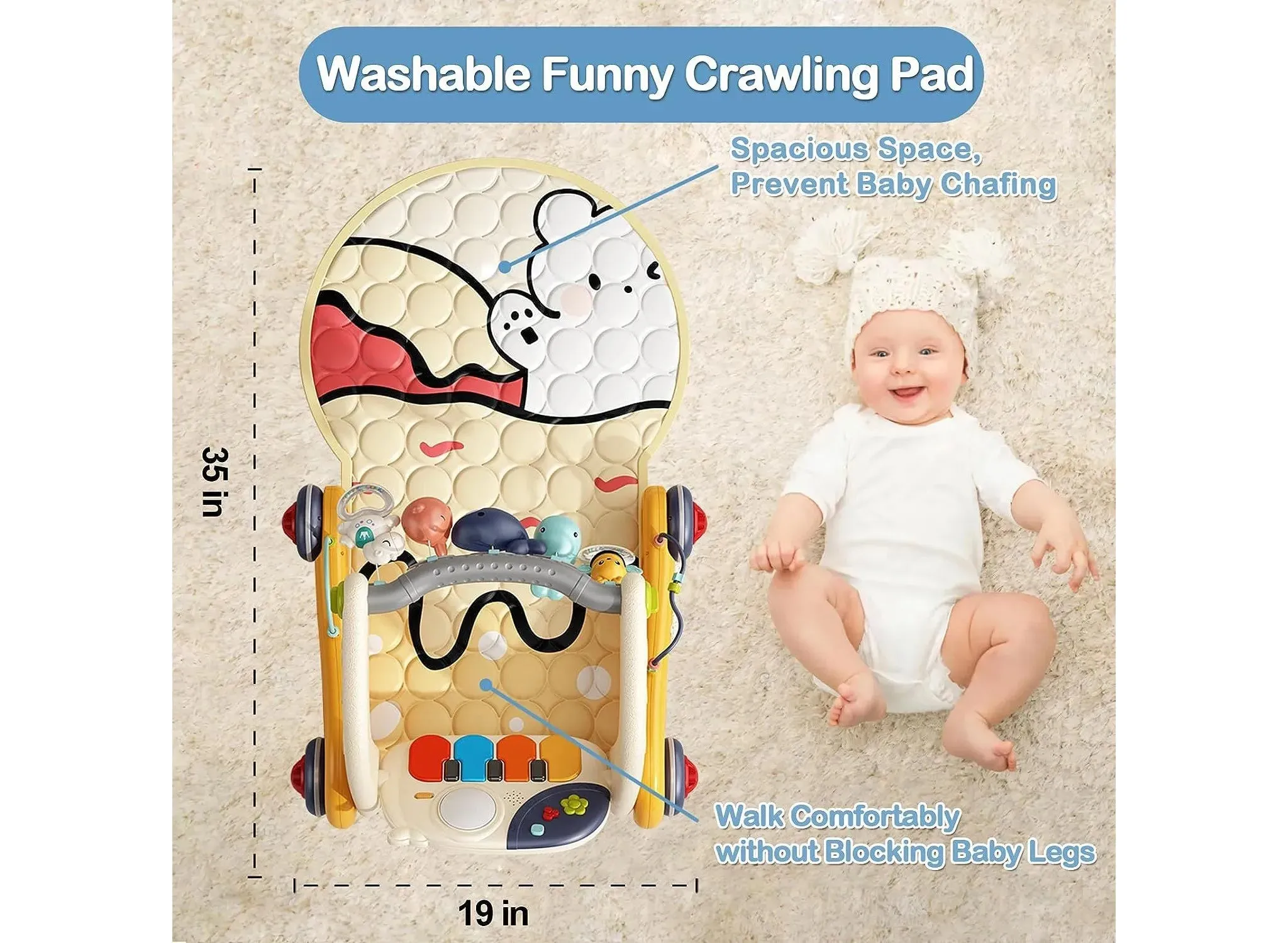 Baby Play Gym 3 in 1 Gym Play Mat & Baby Learning Walker