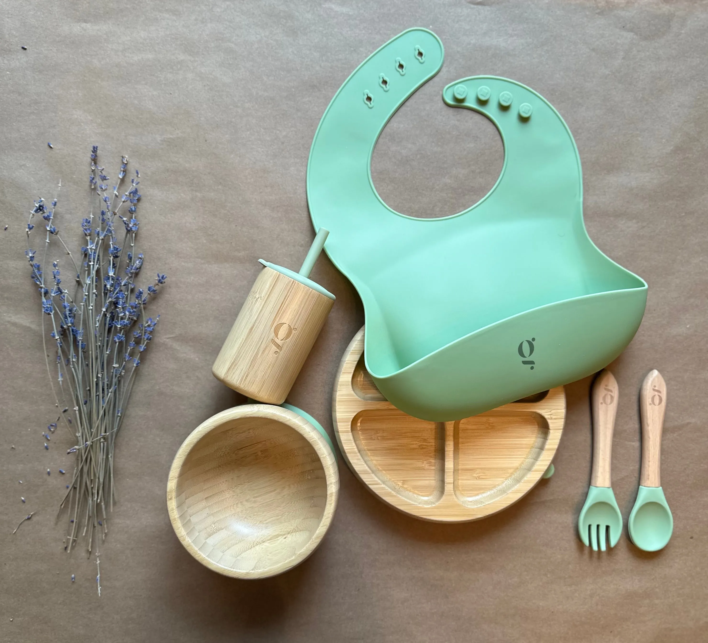 Baby / Toddler Bamboo Dinnerware With Suction Set of 6 Pieces