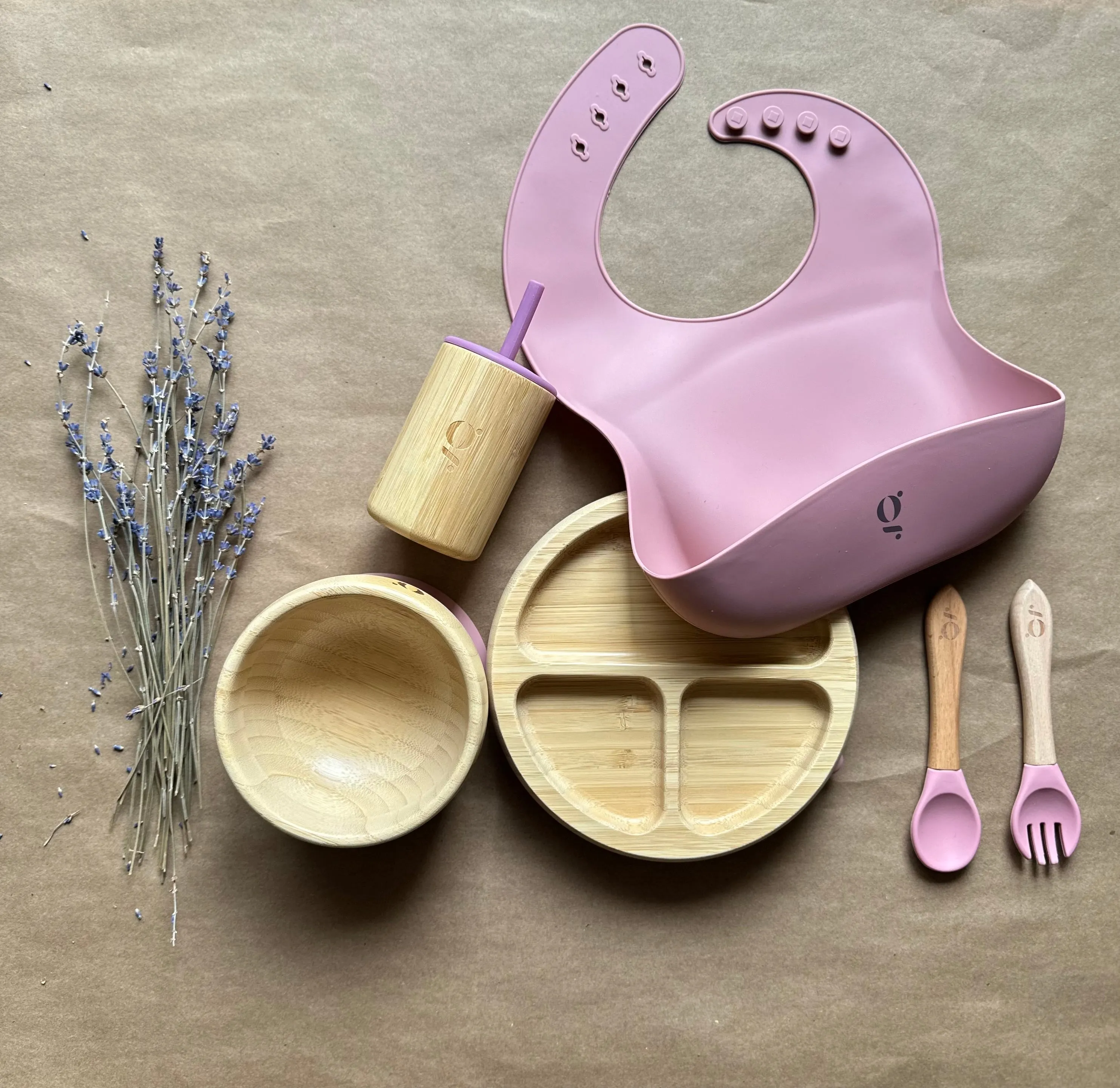 Baby / Toddler Bamboo Dinnerware With Suction Set of 6 Pieces
