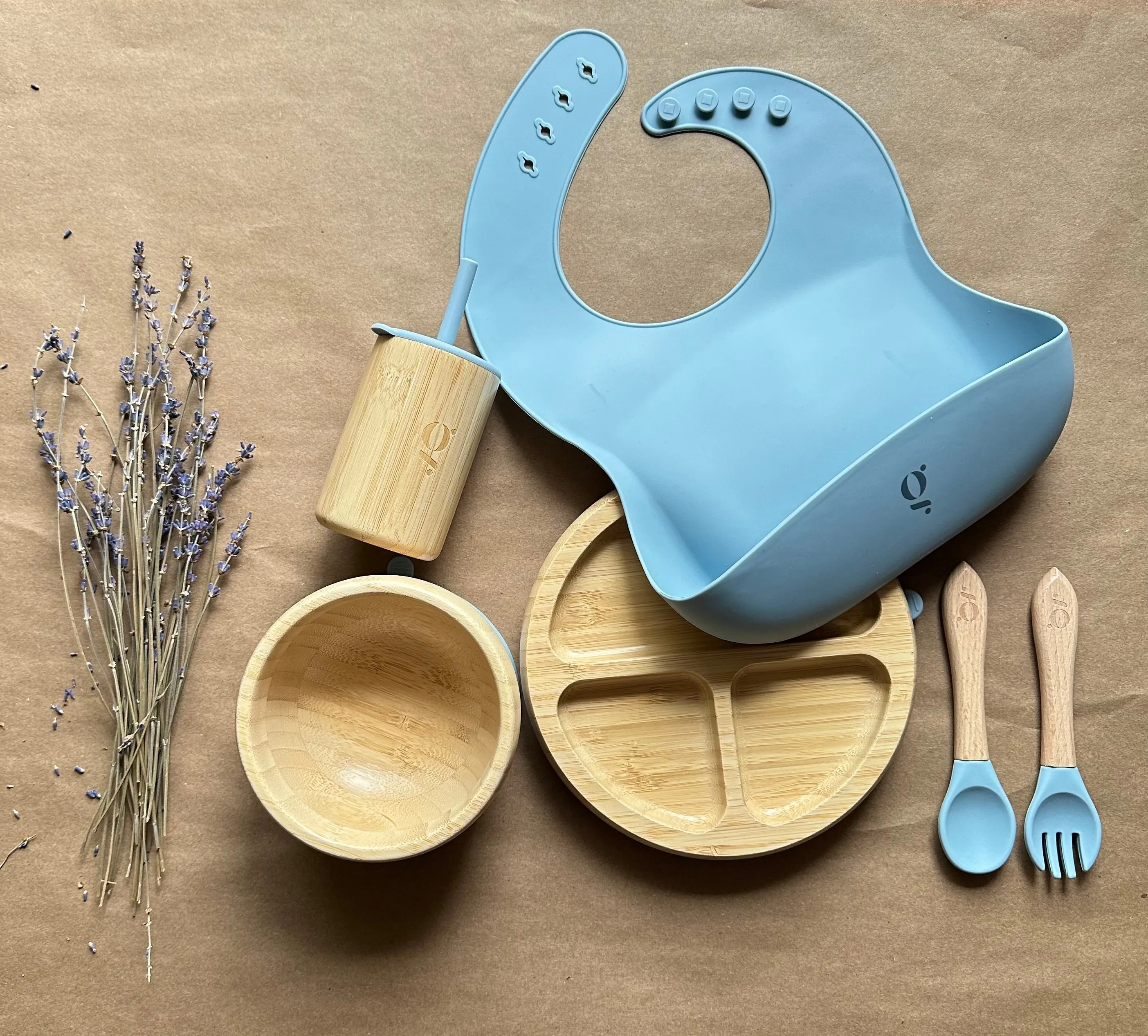 Baby / Toddler Bamboo Dinnerware With Suction Set of 6 Pieces