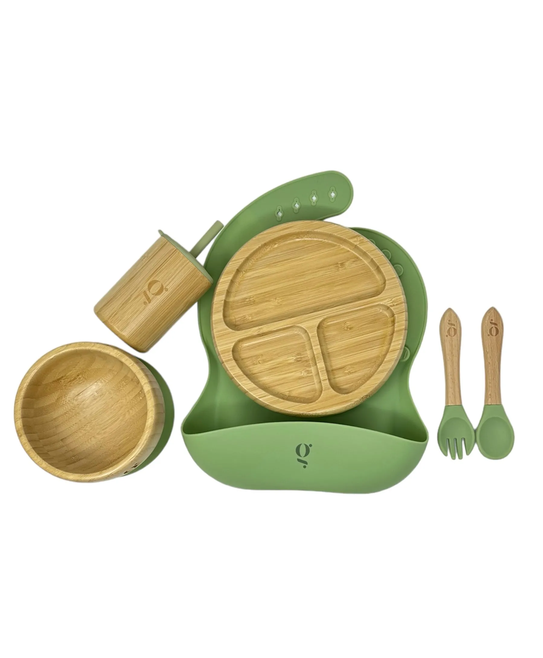 Baby / Toddler Bamboo Dinnerware With Suction Set of 6 Pieces