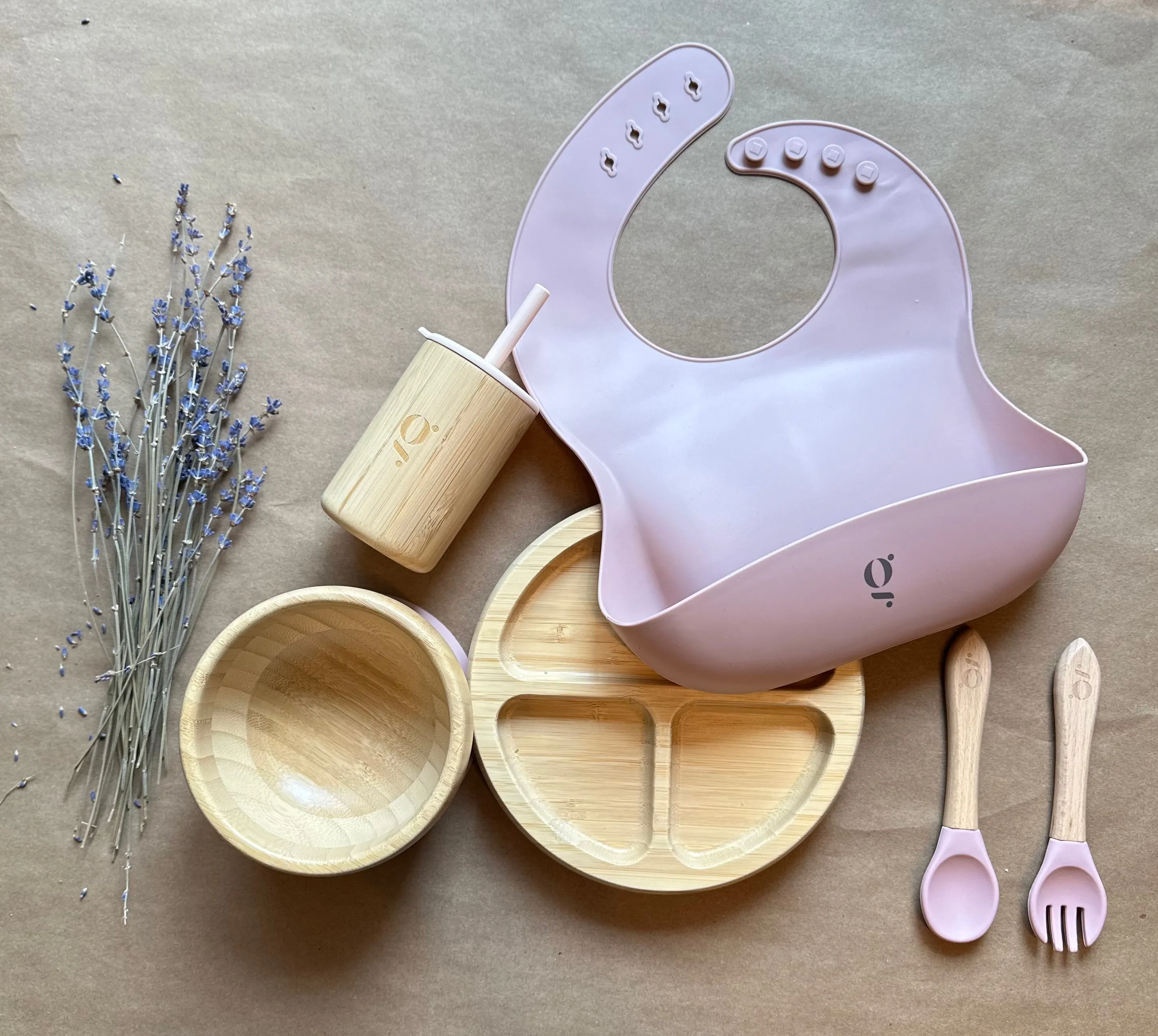 Baby / Toddler Bamboo Dinnerware With Suction Set of 6 Pieces