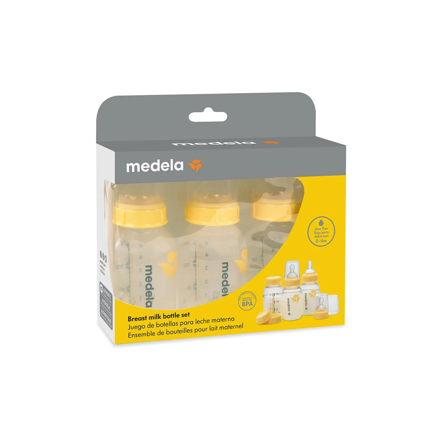 Breastmilk Bottle 150ml with Wide Base Slow Flow Teat - 3 pack