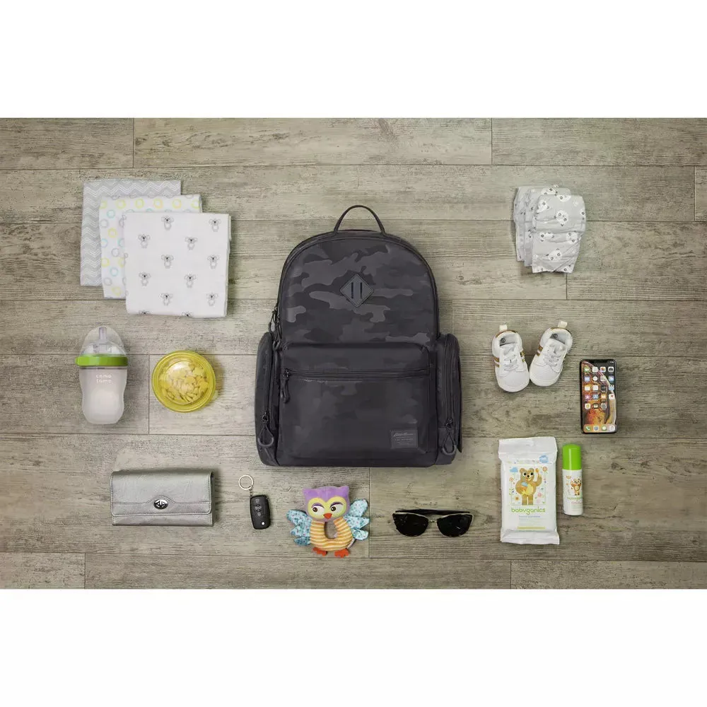 Camo Backpack Diaper Bag - Black