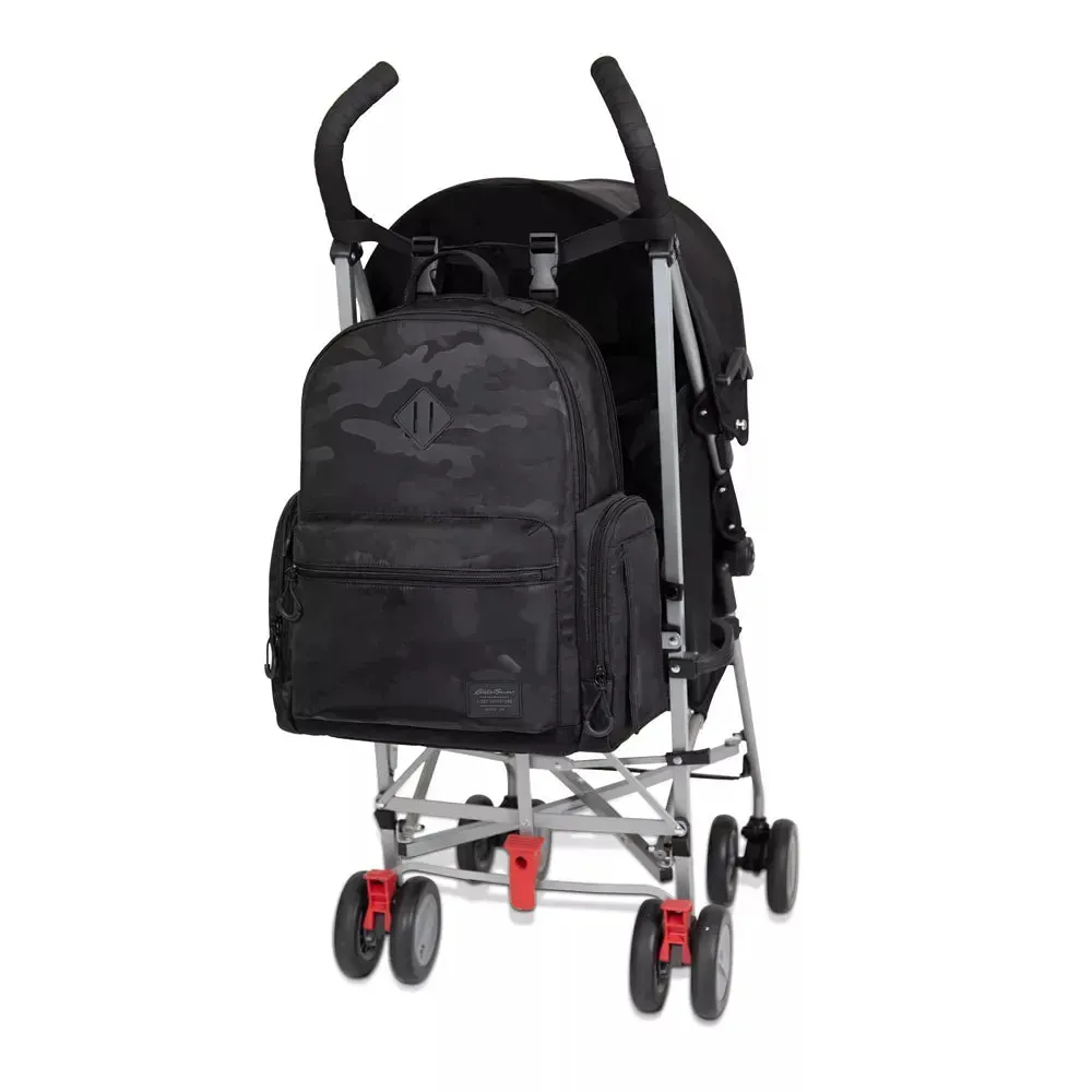 Camo Backpack Diaper Bag - Black