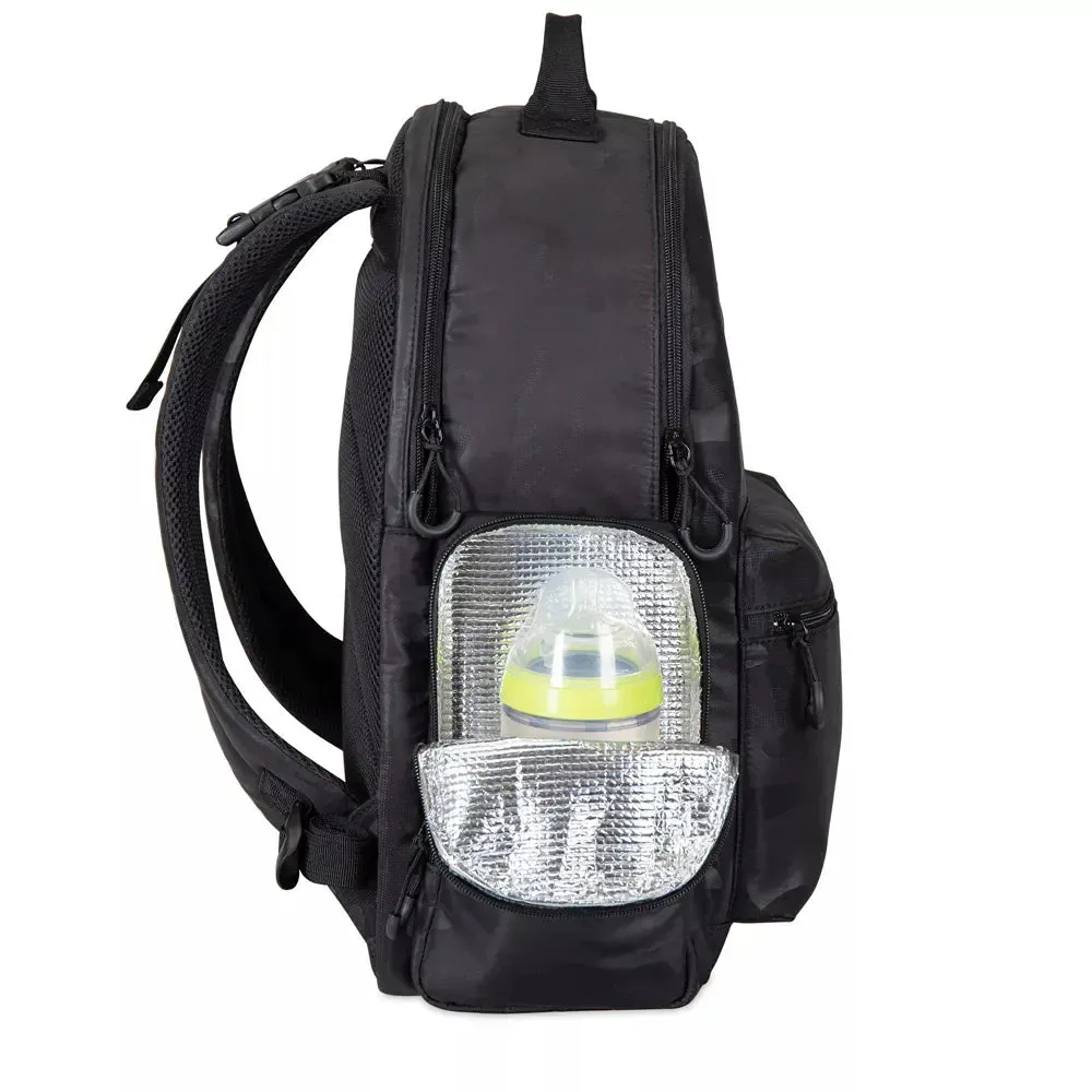 Camo Backpack Diaper Bag - Black