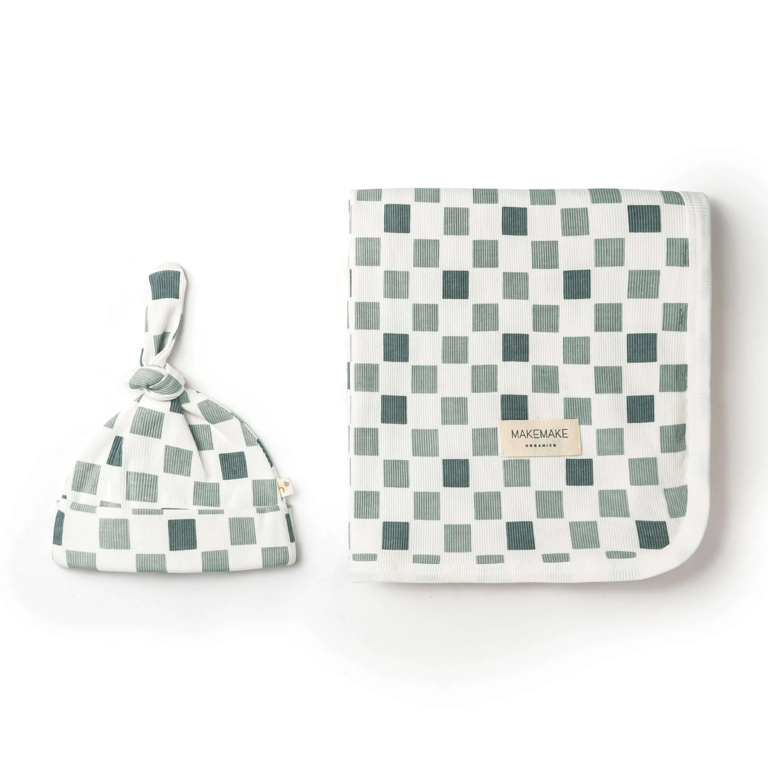 Chequered | Organic Swaddle Blanket & Hat Set