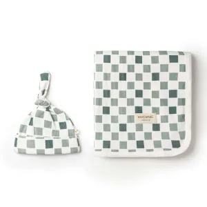 Chequered | Organic Swaddle Blanket & Hat Set
