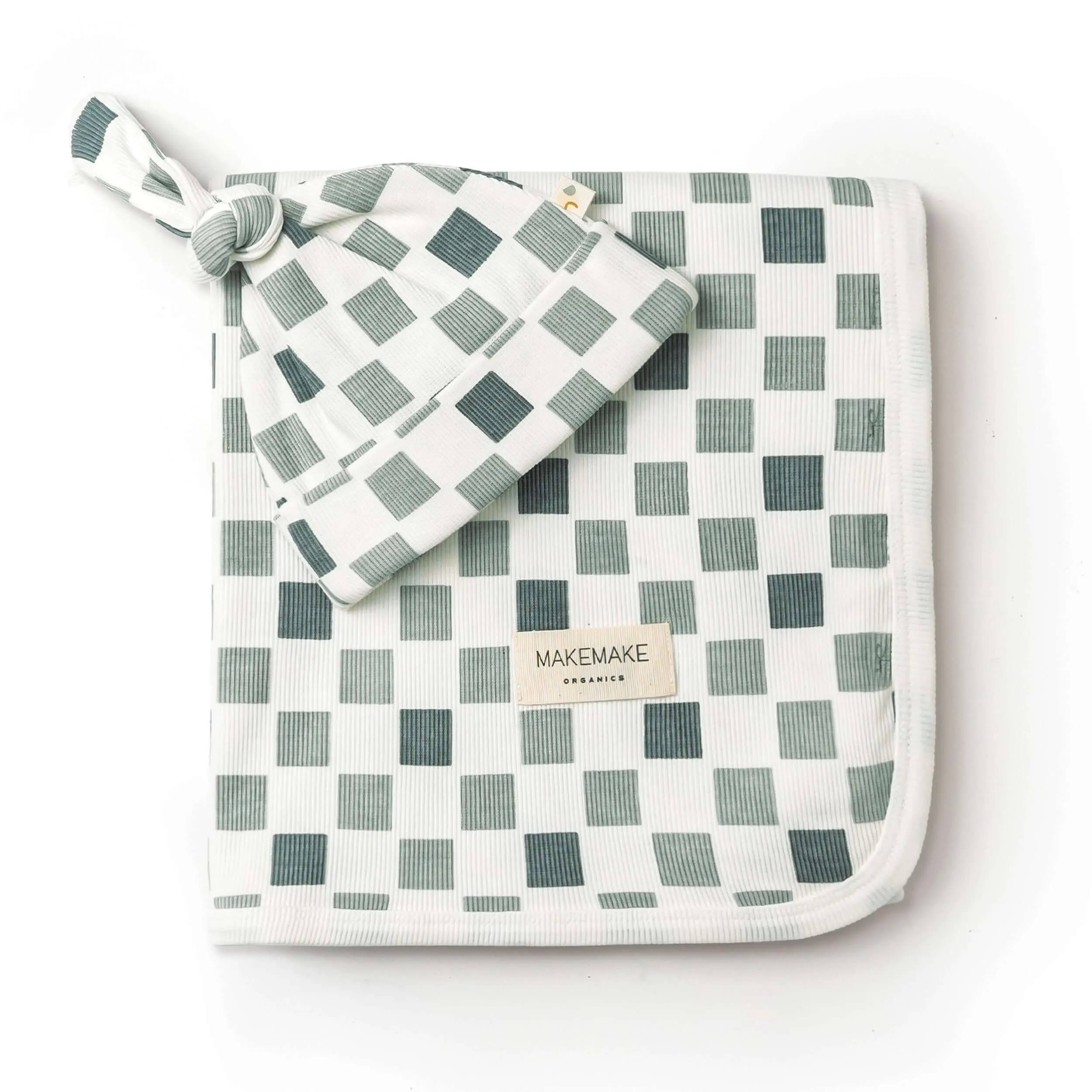 Chequered | Organic Swaddle Blanket & Hat Set
