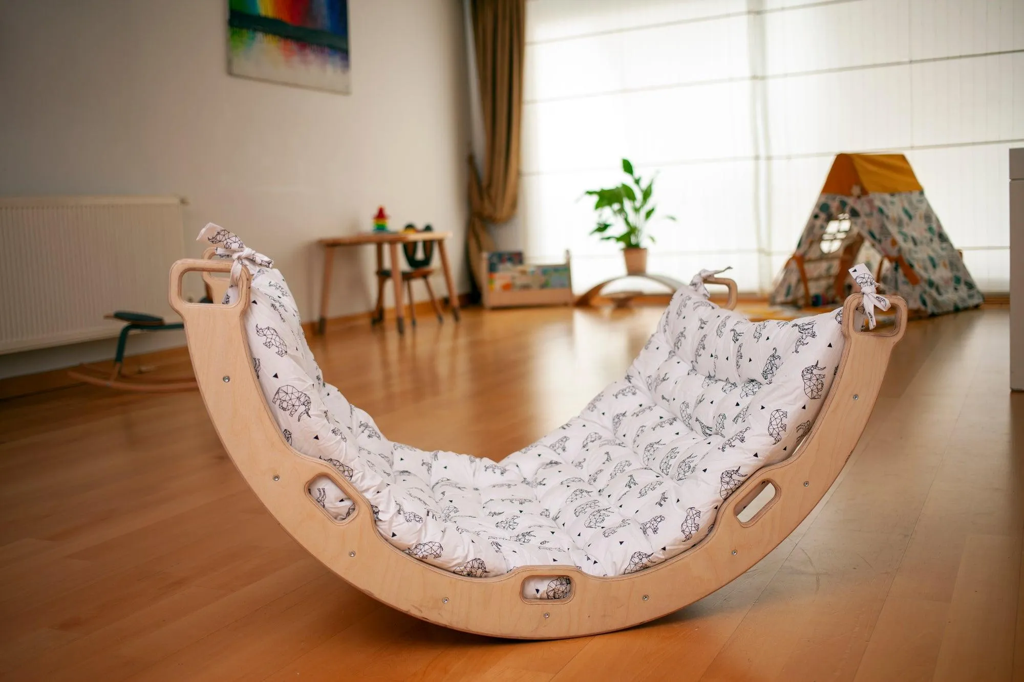 Climbing Arch Rocker With Origami Pillow | Montessori Play Set