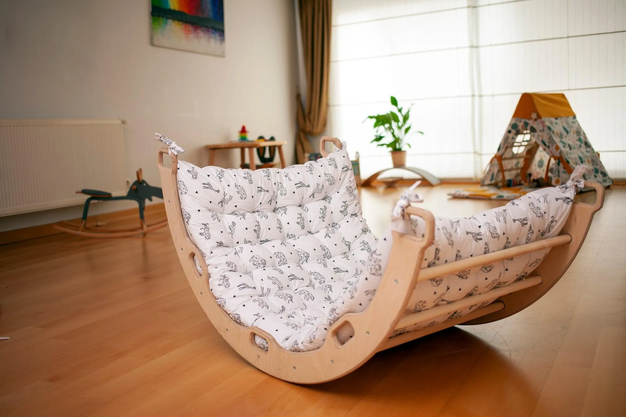 Climbing Arch Rocker With Origami Pillow | Montessori Play Set