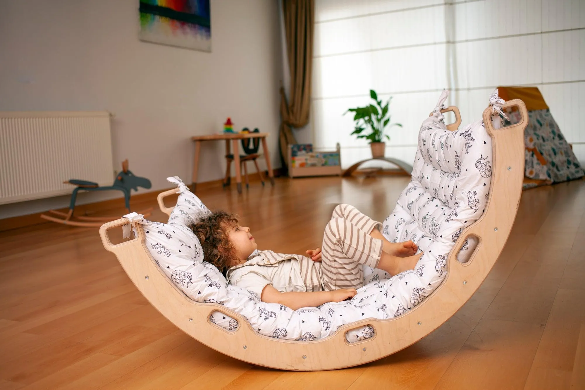 Climbing Arch Rocker With Origami Pillow | Montessori Play Set