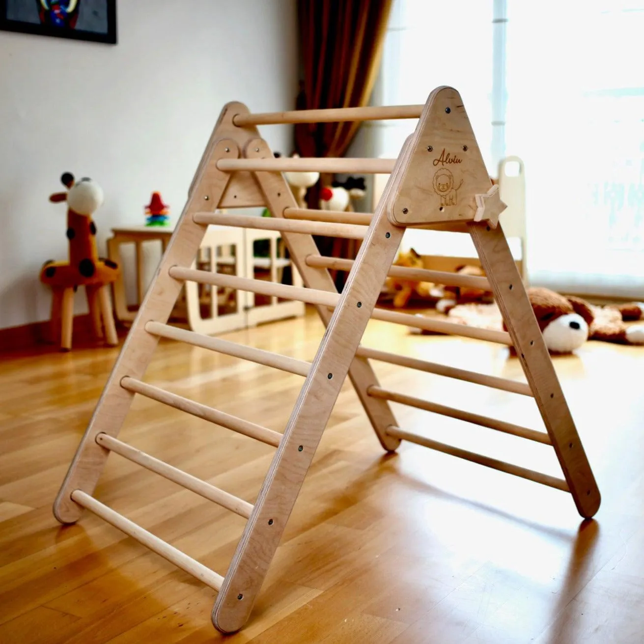 Climbing Triangle - Arch / Rocker With Jungle Pillow | Foldable Montessori Climbing Set