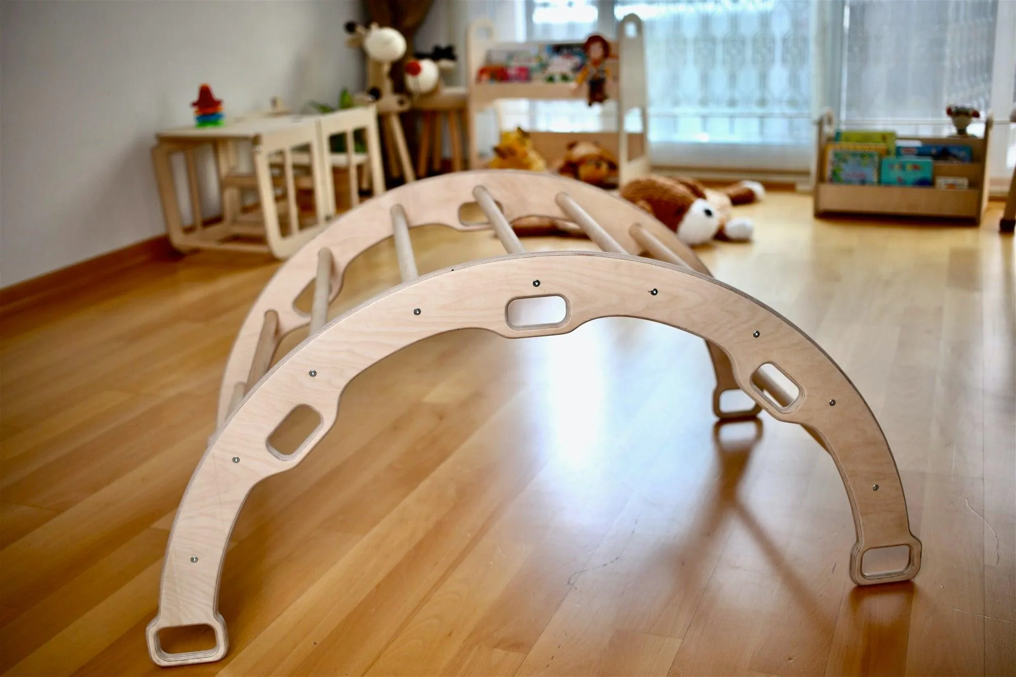 Climbing Triangle - Arch / Rocker With Jungle Pillow | Foldable Montessori Climbing Set