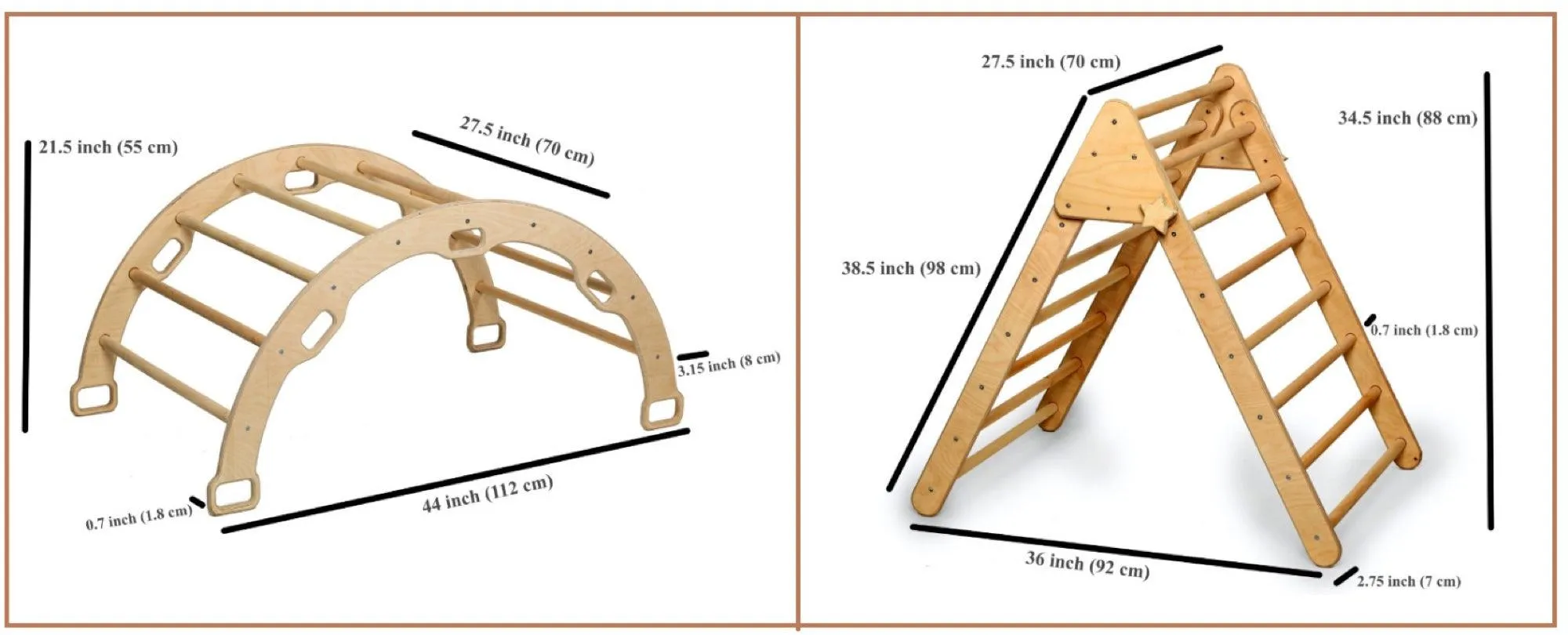 Climbing Triangle - Arch / Rocker With Jungle Pillow | Foldable Montessori Climbing Set